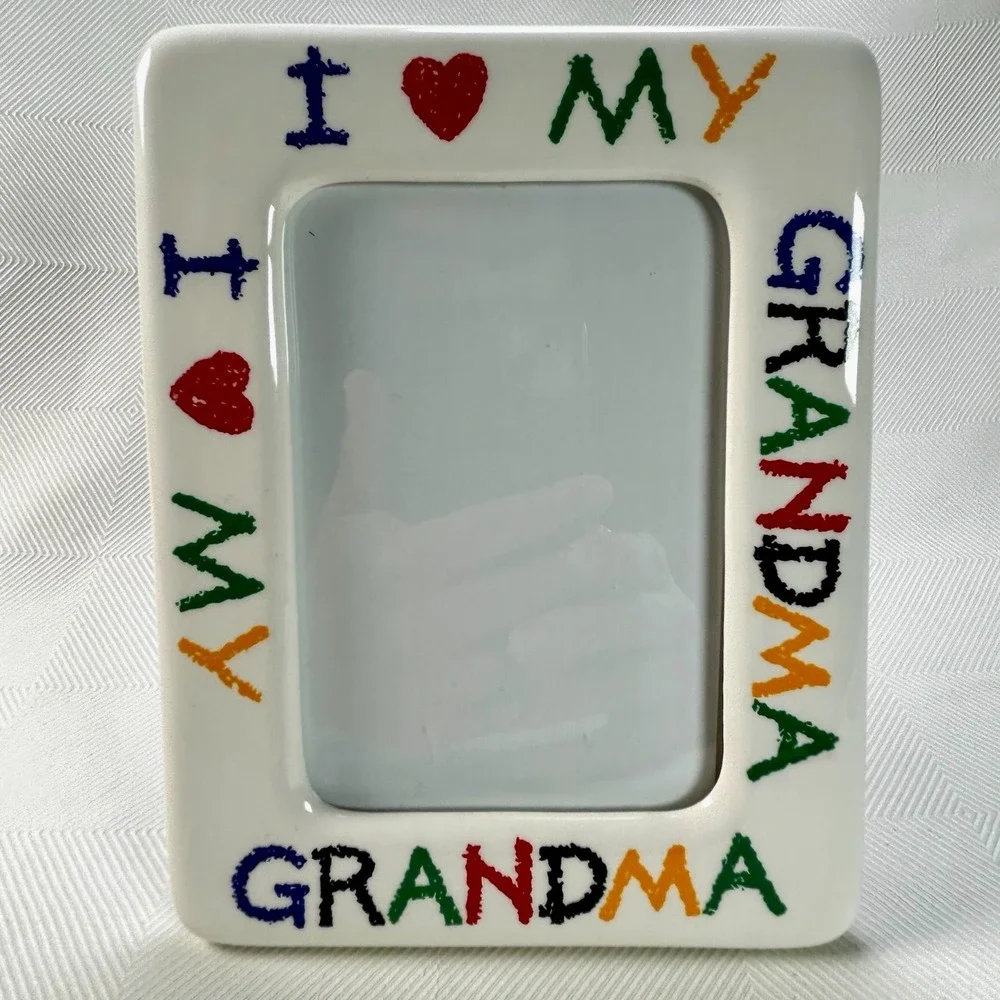 Vintage I LOVE MY GRANDMA Ceramic Picture/Photo Frame 4 x 6